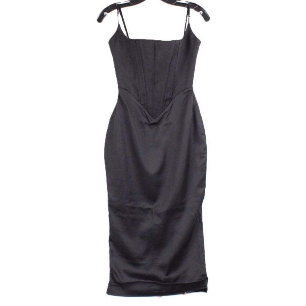 House of CB Anais Satin Corset Dress- Black